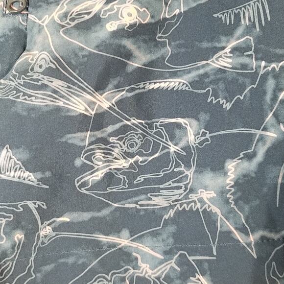 Columbia PFG Shorts Mens Large Blue Fish Print Performance Quick Dry Swim Trunks - Picture 4 of 16